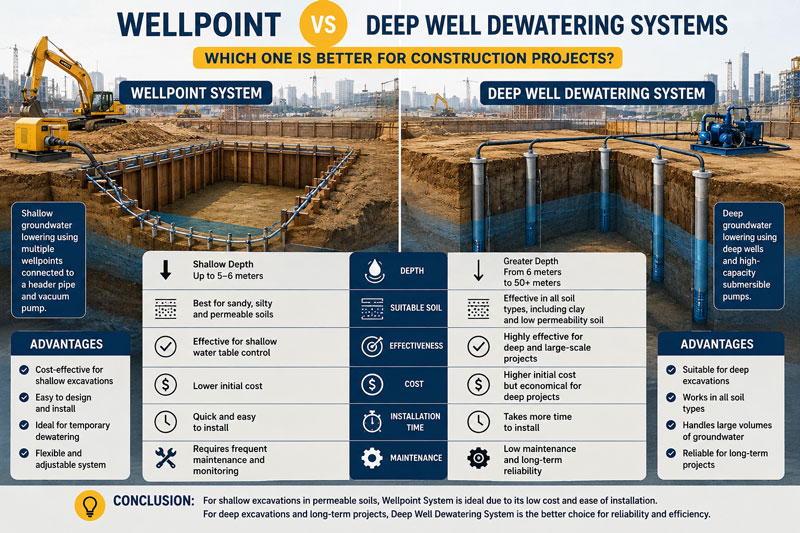 Wellpoint vs Deep Well Dewatering Systems